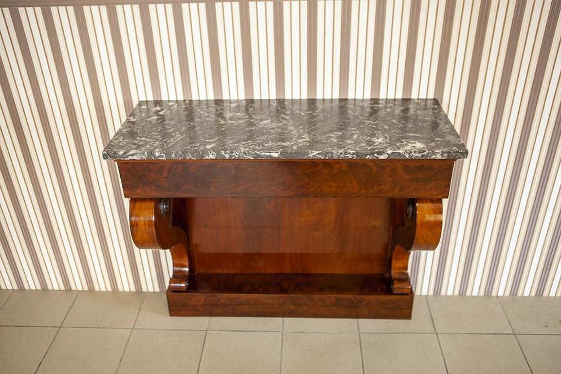 Veneer Biedermeier Console Table from the Early 20th Century with Marble Top For Sale