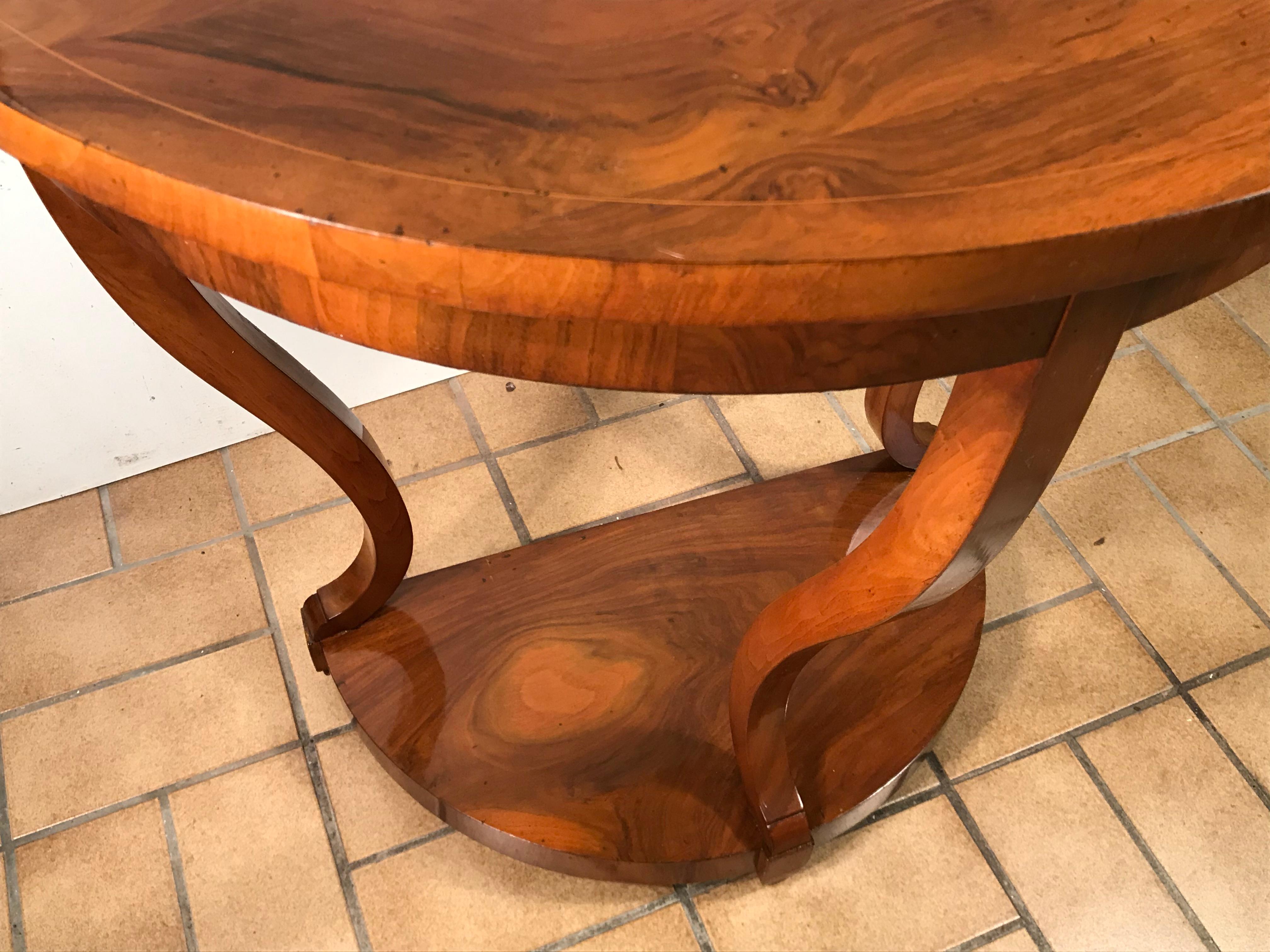 Biedermeier Console Table, Walnut Veneer, South German, 1820 3