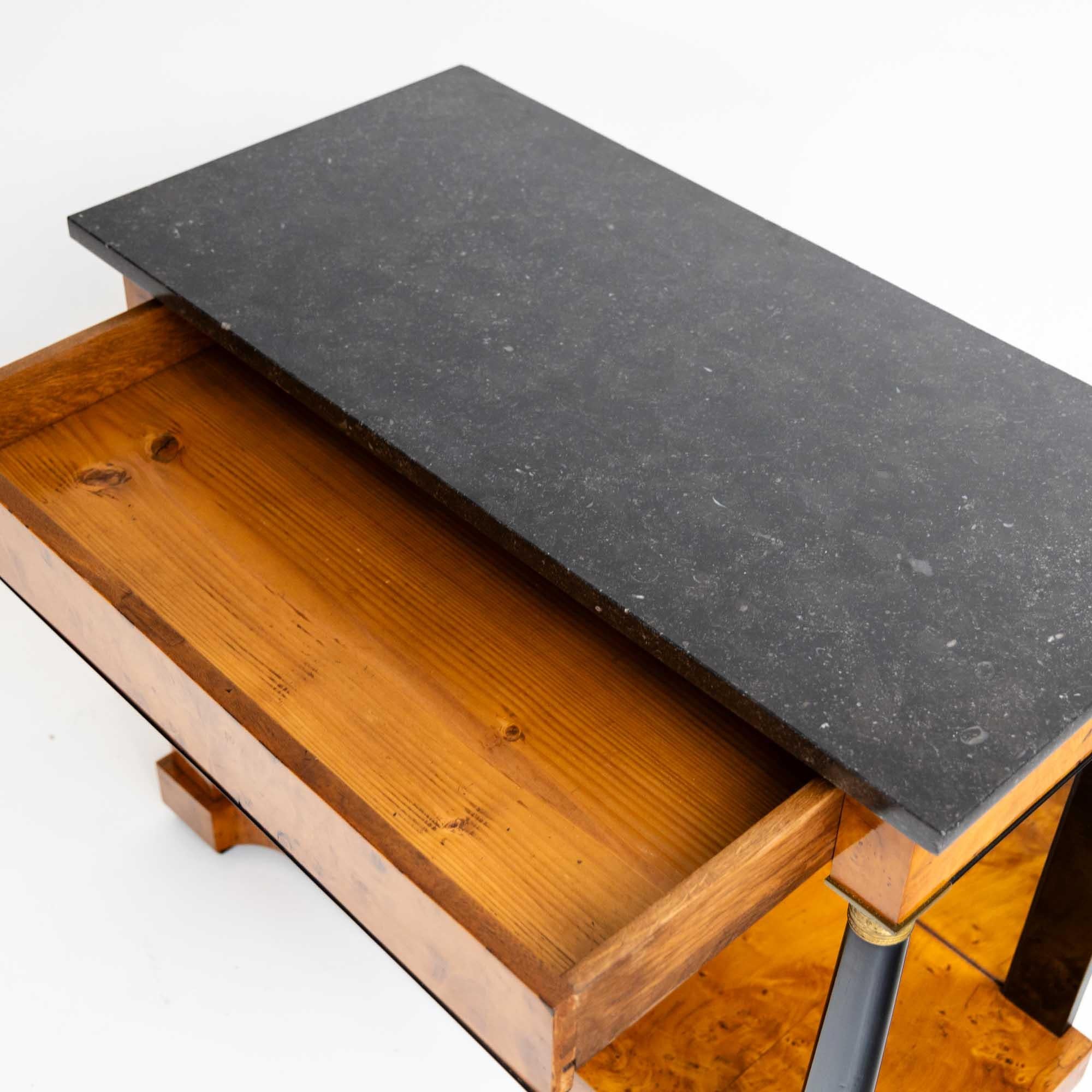 Veneer Biedermeier Console Table with Stone Top, circa 1820 For Sale