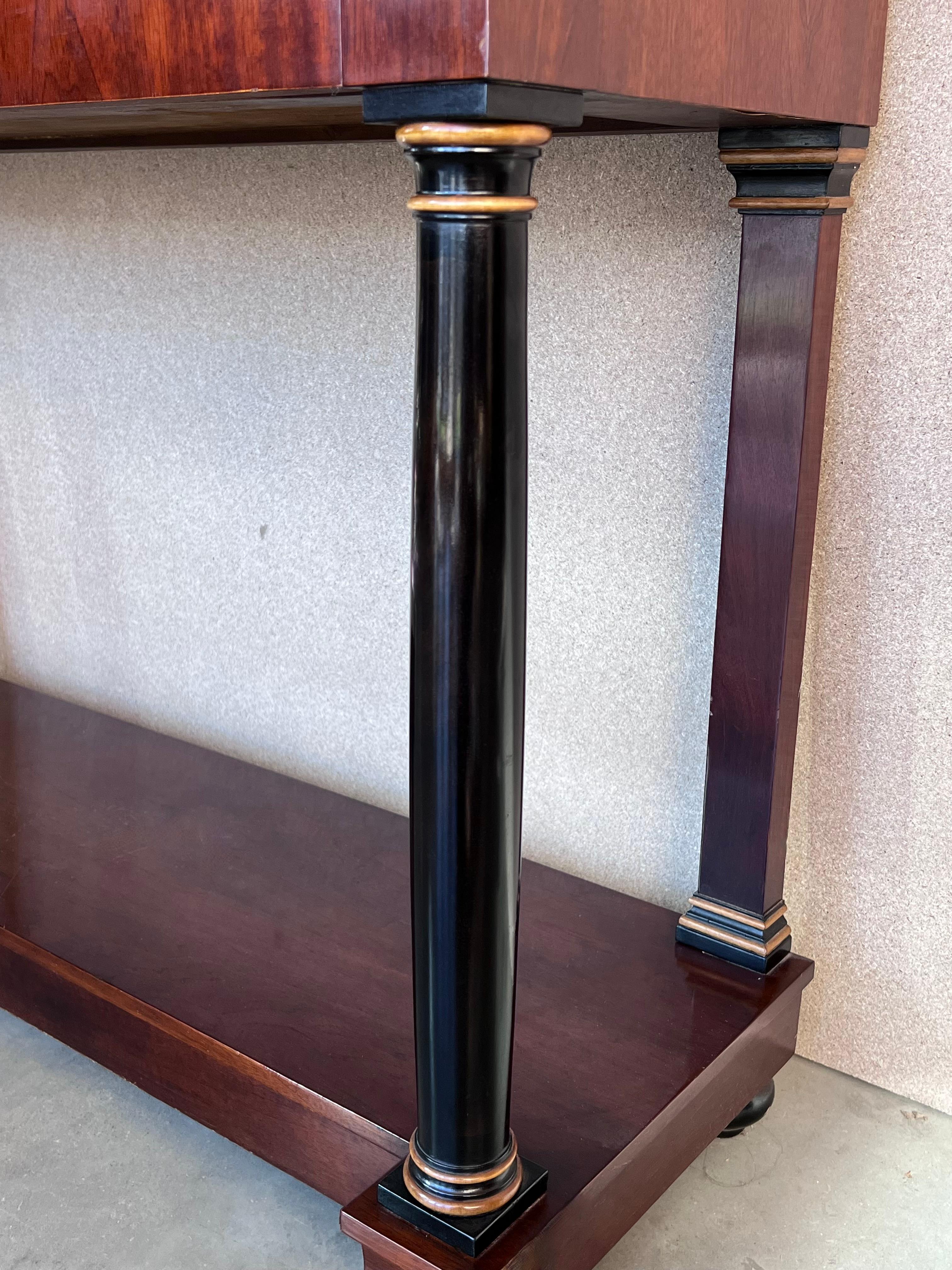 Biedermeier Console with Ebonized Columns and Bronze Mounts and Drawer For Sale 7