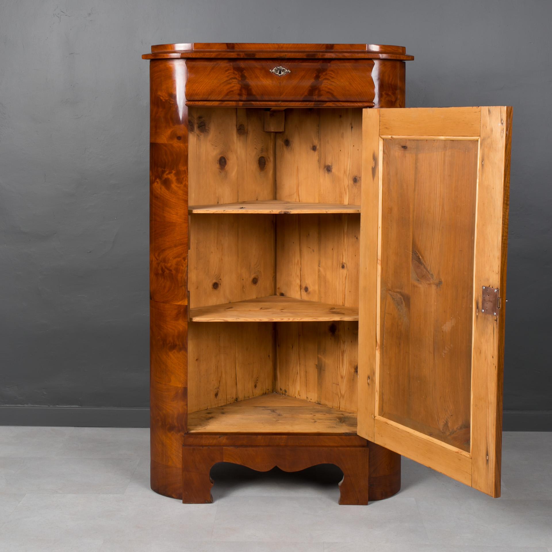 French Biedermeier Corner Cabinet, 19th Century, Fully Renovated For Sale