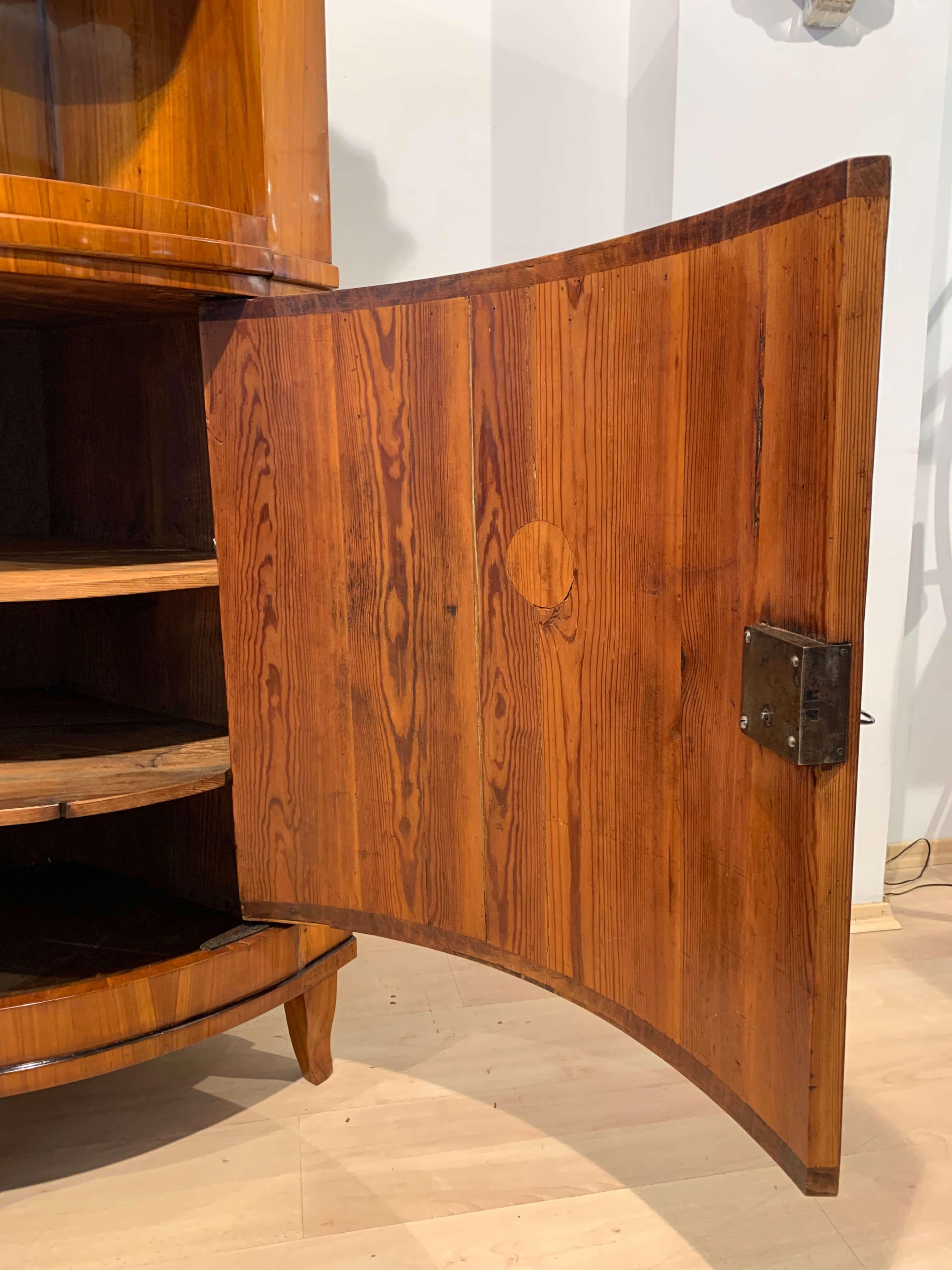 Biedermeier Corner Cabinet, Cherry Veneer, Ebony, South Germany circa 1820 For Sale 6