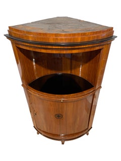 Biedermeier Corner Cabinet, Cherry Veneer, Ebony, South Germany circa 1820