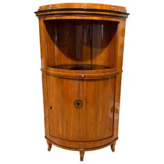 Biedermeier Corner Cabinet, Cherry Veneer, Ebony, South Germany circa 1820