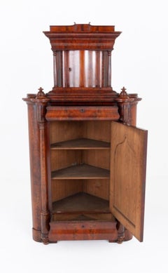 Biedermeier Corner Cabinet Flame Mahogany Bookshelf 1860