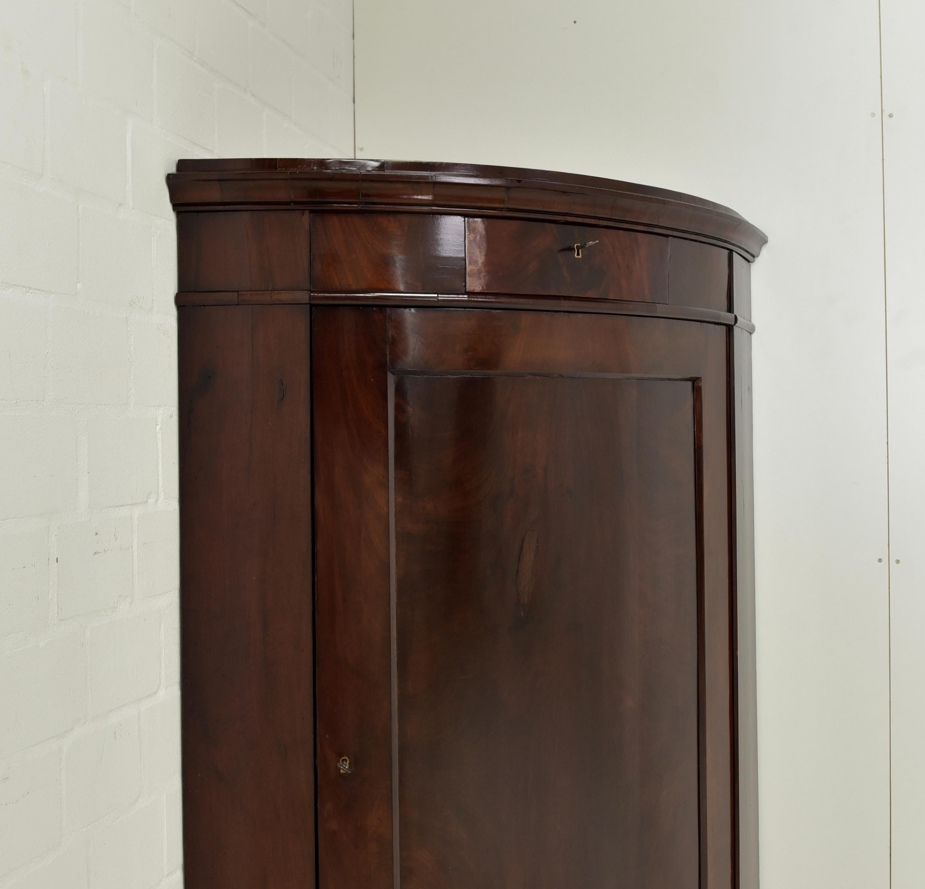 Biedermeier Corner Cupboard / Dresser in Mahogany, 1840 4