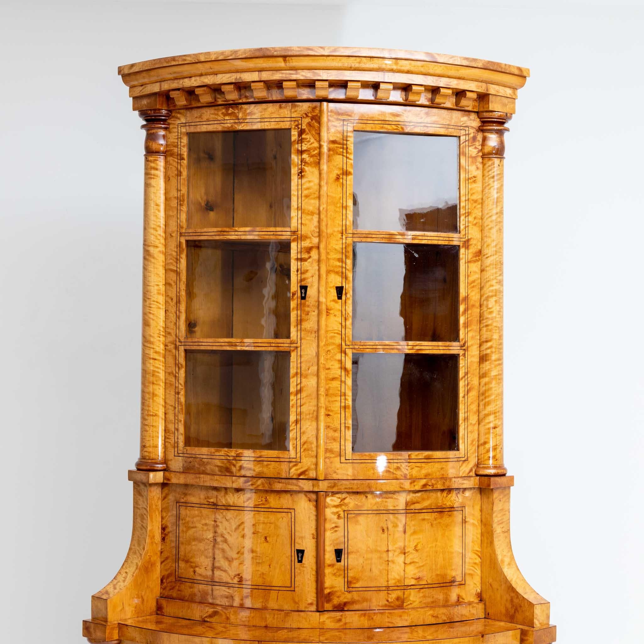 Wood Biedermeier Corner Display Case, Northern Europe, 1st Half 19th Century For Sale