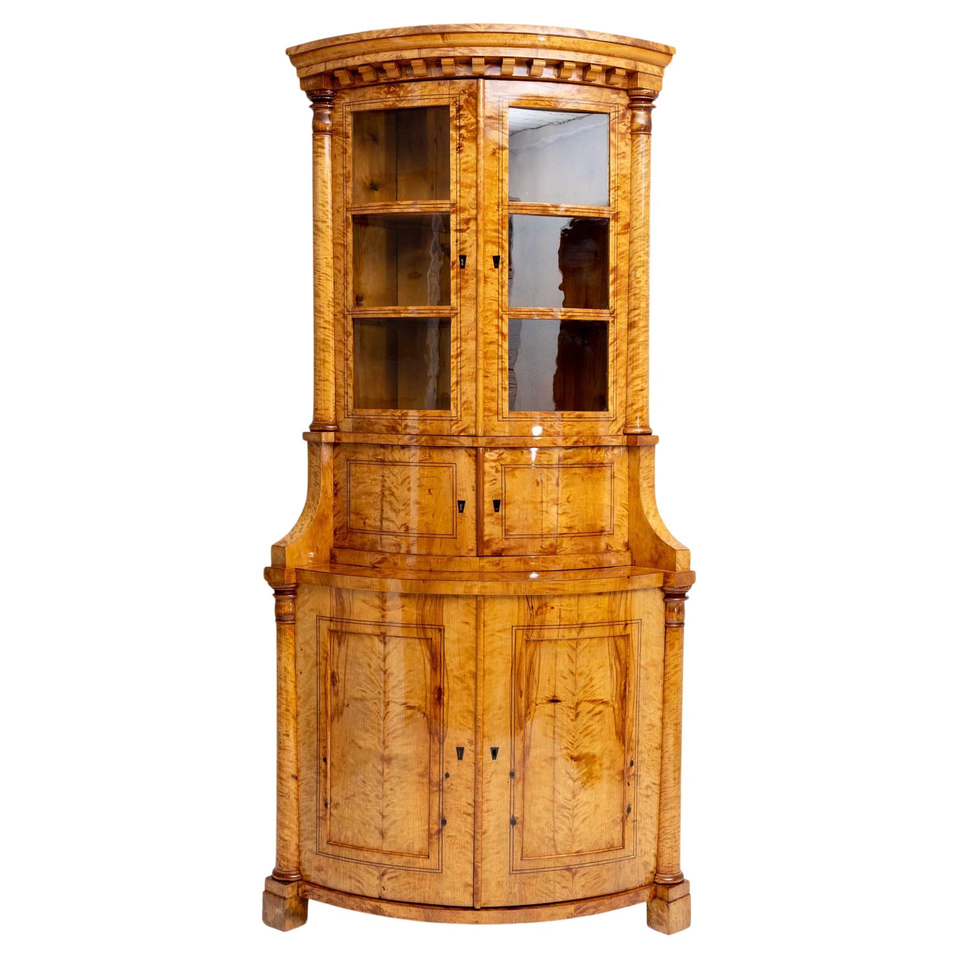 Biedermeier Corner Display Case, Northern Europe, 1st Half 19th Century For Sale