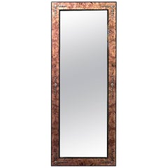 Vintage Biedermeier Style Burl Ash and Bronze Wall Mirror