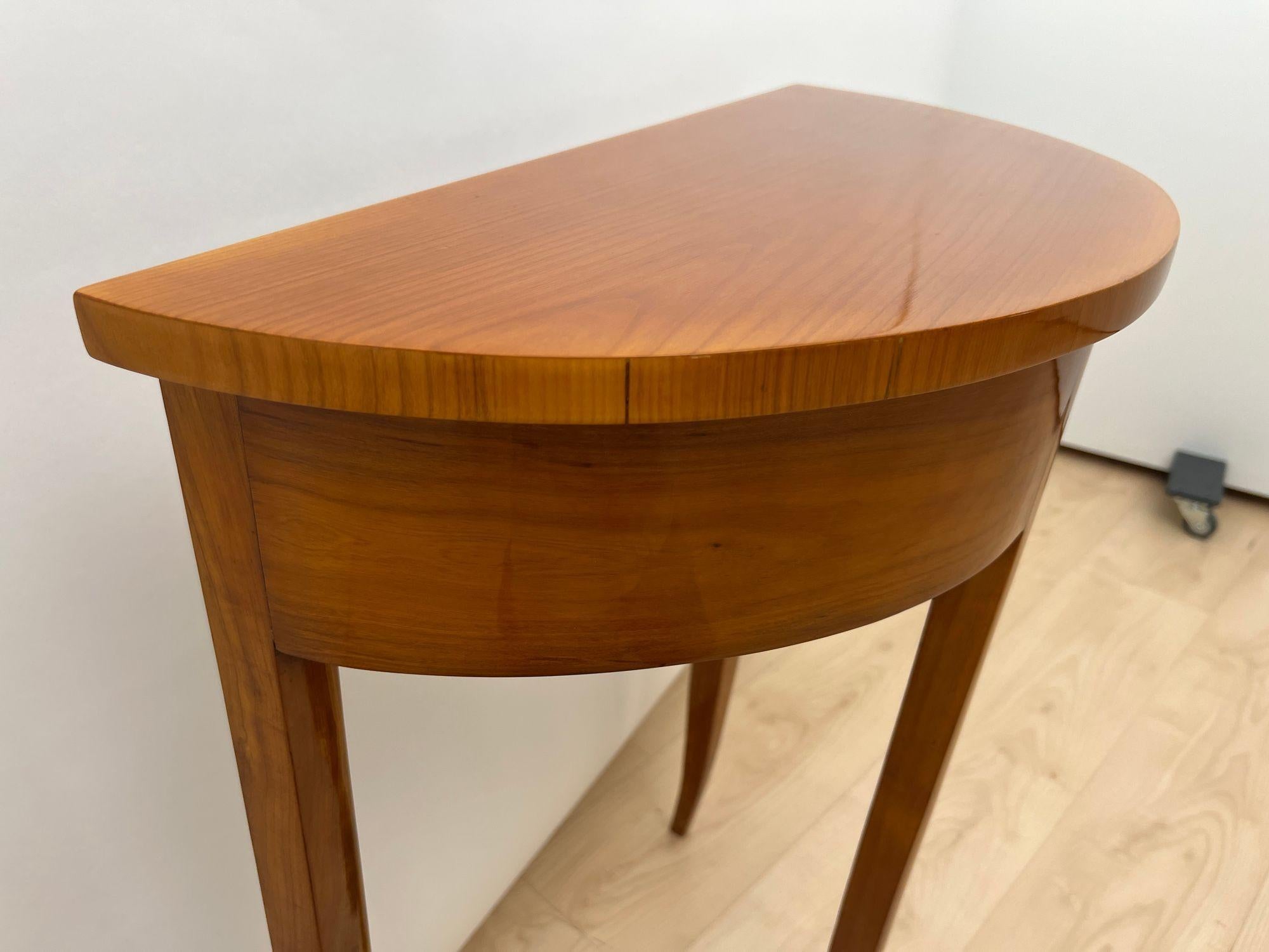 Polished Biedermeier Demi-Lune Console Table, Cherry Wood, South Germany circa 1820 For Sale