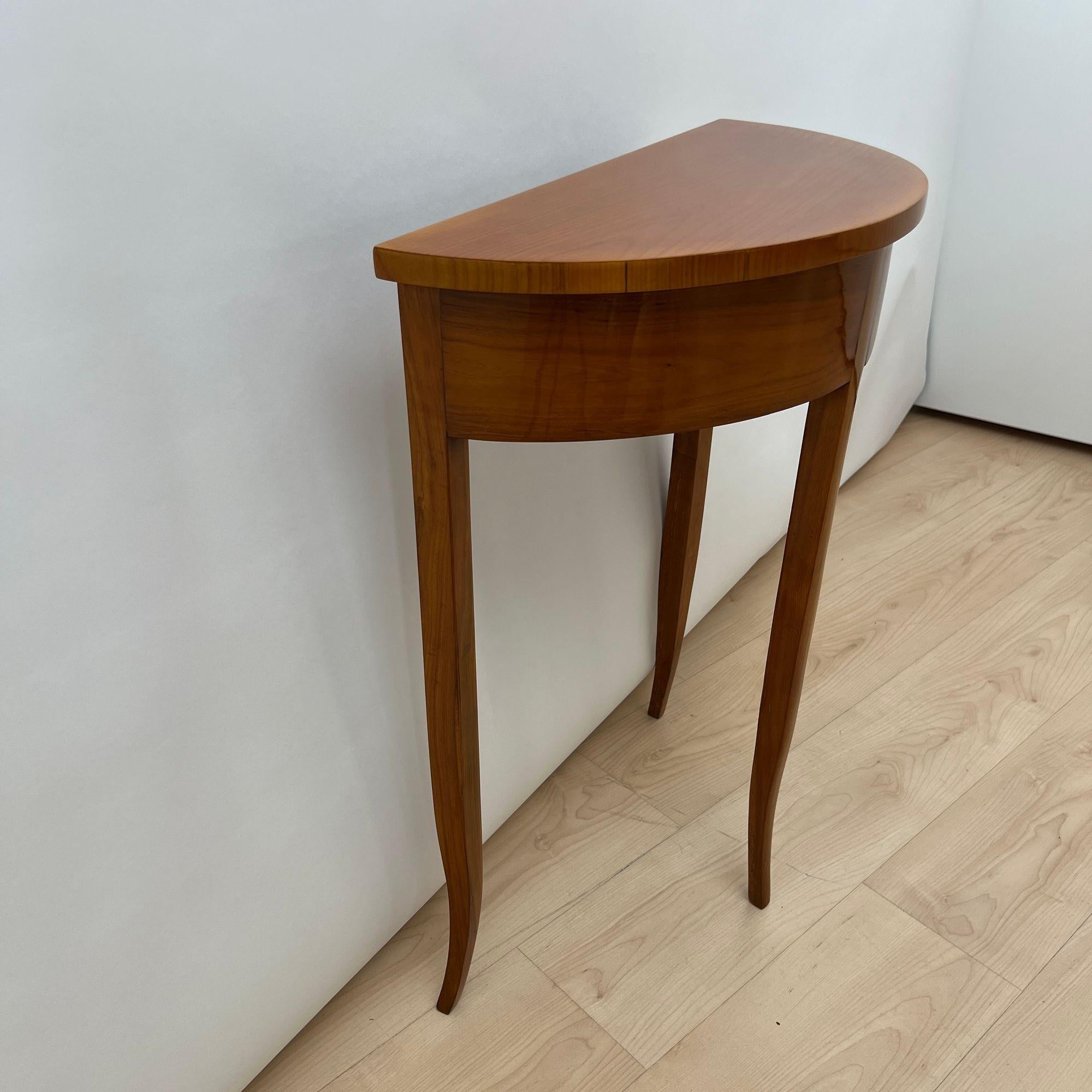 Early 19th Century Biedermeier Demi-Lune Console Table, Cherry Wood, South Germany circa 1820 For Sale