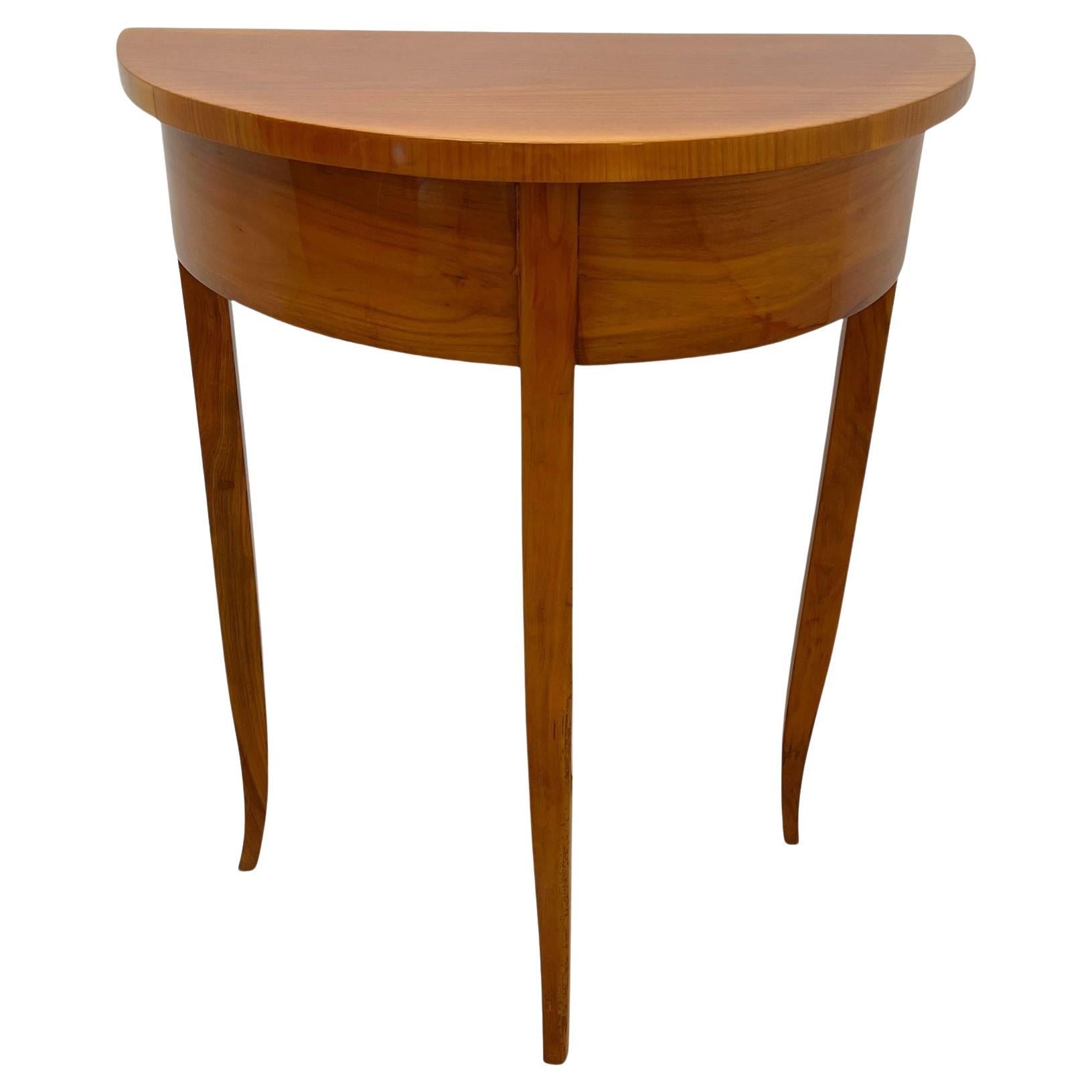 Tavolo consolle Biedermeier Demi-Lune, legno di ciliegio, Germania meridionale, 1820 circa in vendita