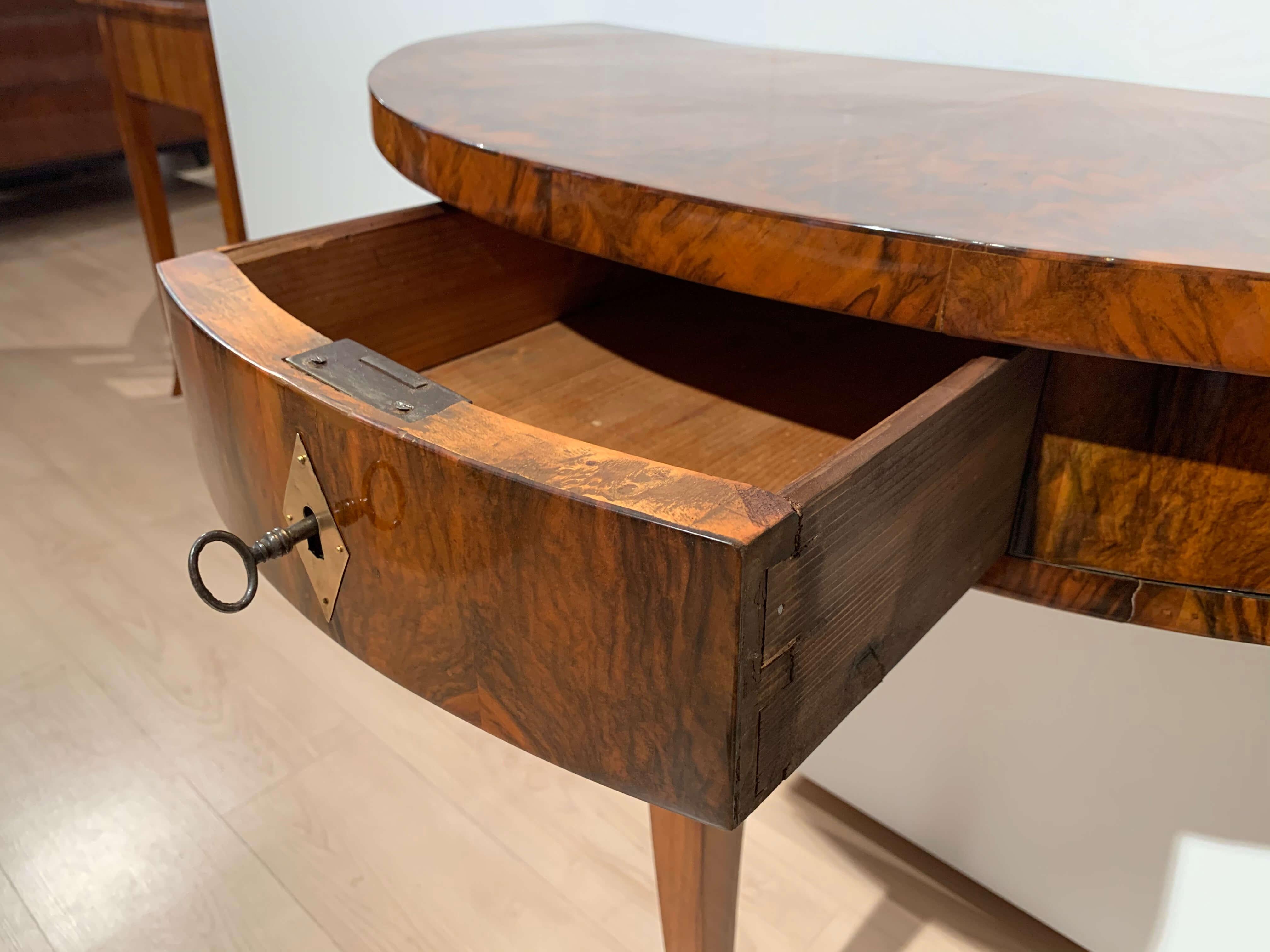 Biedermeier Demi-Lune Console Table, Walnut Veneer, South Germany circa 1825 14