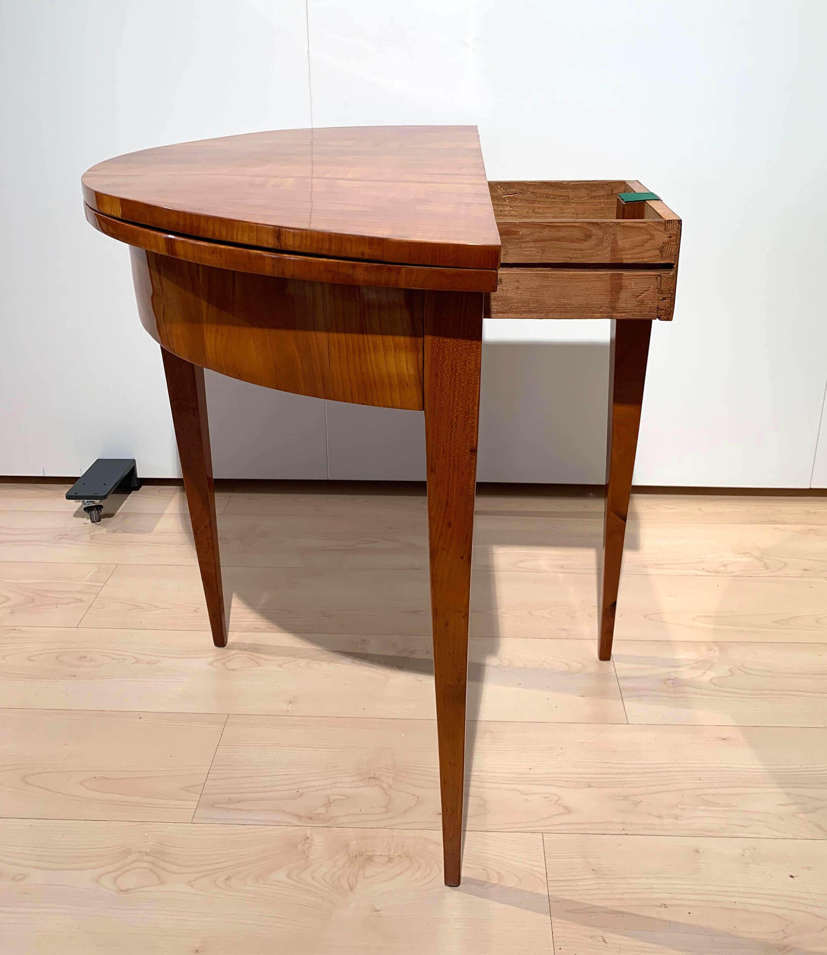 Biedermeier Demi-Lune Fold-Out Table, Cherry Veneer, South Germany, circa 1820 8