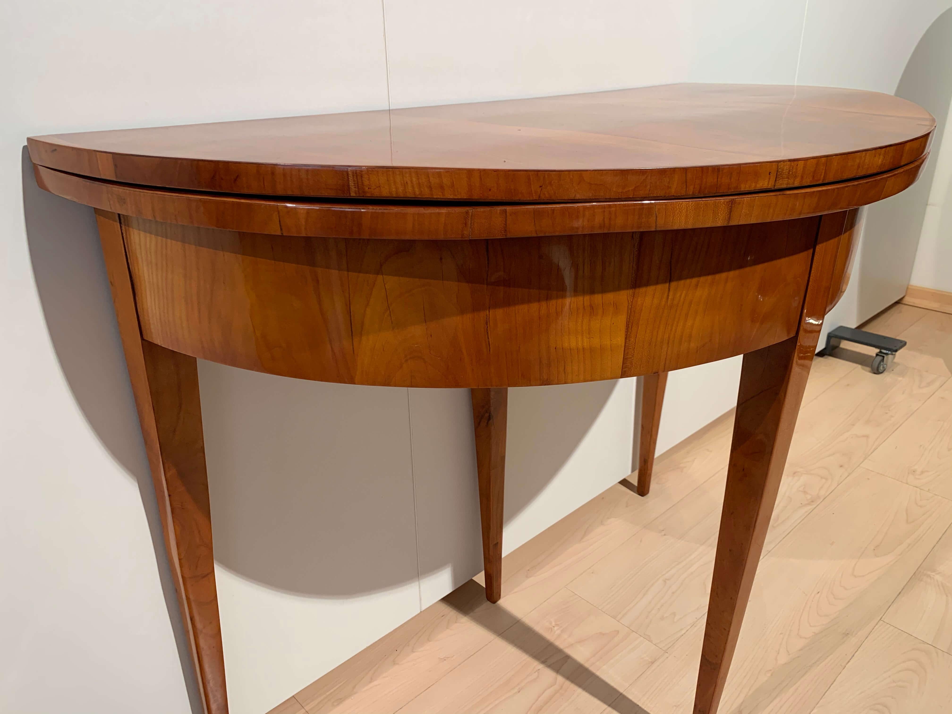 Biedermeier Demi-Lune Fold-Out Table, Cherry Veneer, South Germany, circa 1820 3