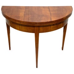 Biedermeier Demi-Lune Fold-Out Table, Cherry Veneer, South Germany, circa 1820