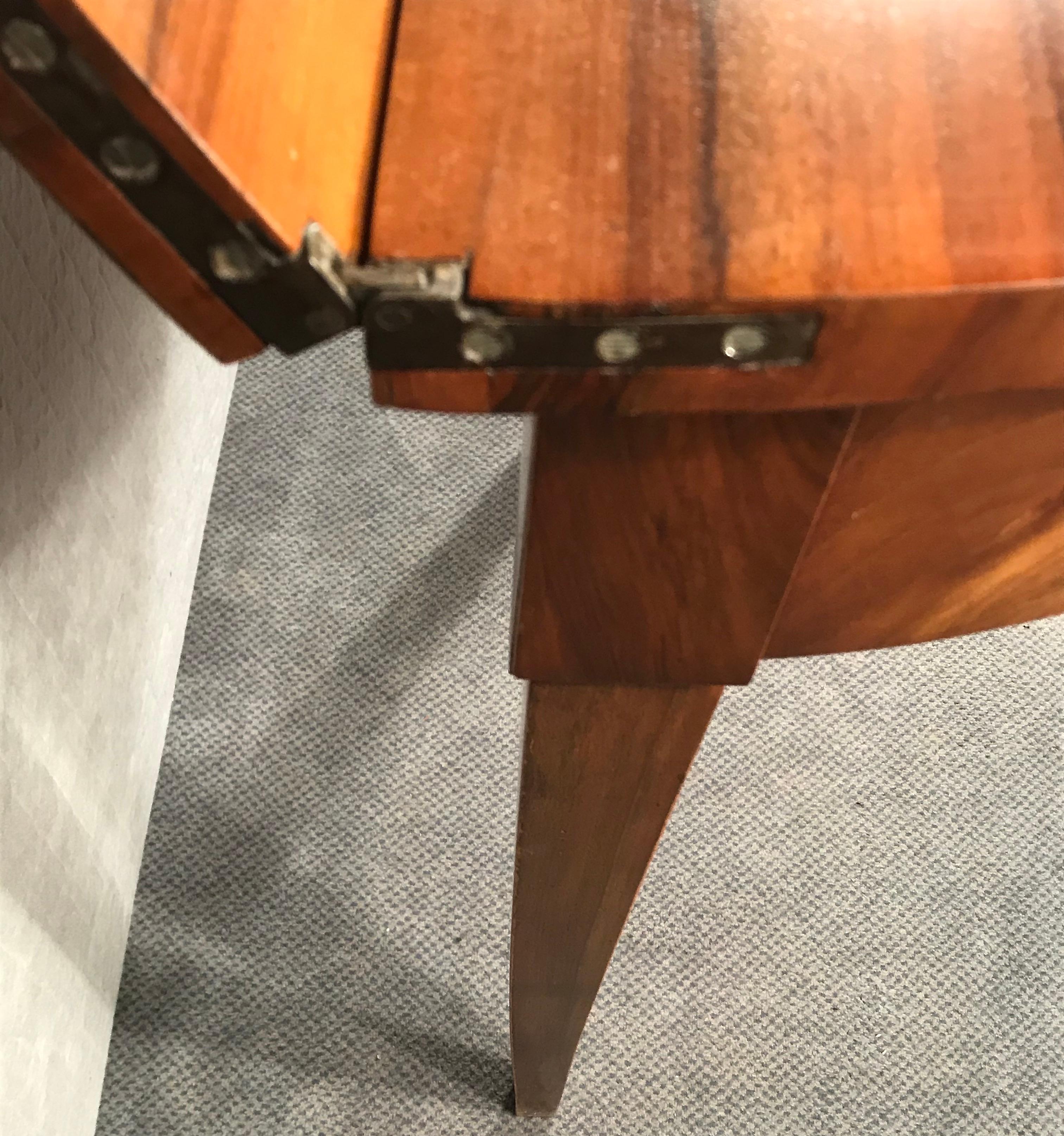 Biedermeier Demilune Table, 1820, Walnut Veneer In Good Condition In Belmont, MA