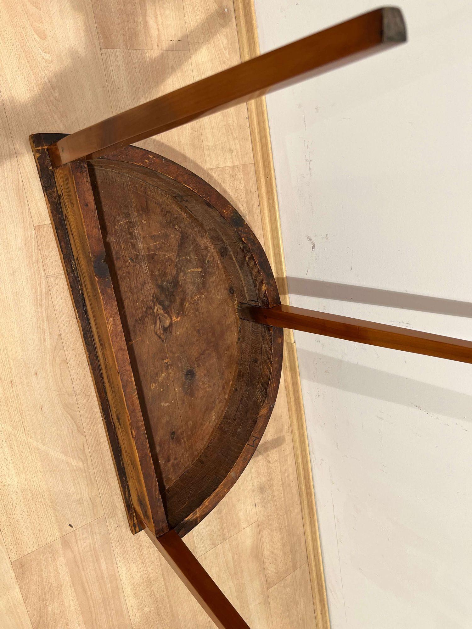 Biedermeier Demi Lune table, Cherry Wood, South Germany circa 1820 11