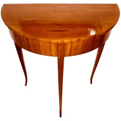 Biedermeier Demilune Table, Cherry Veneer, South Germany circa 1820