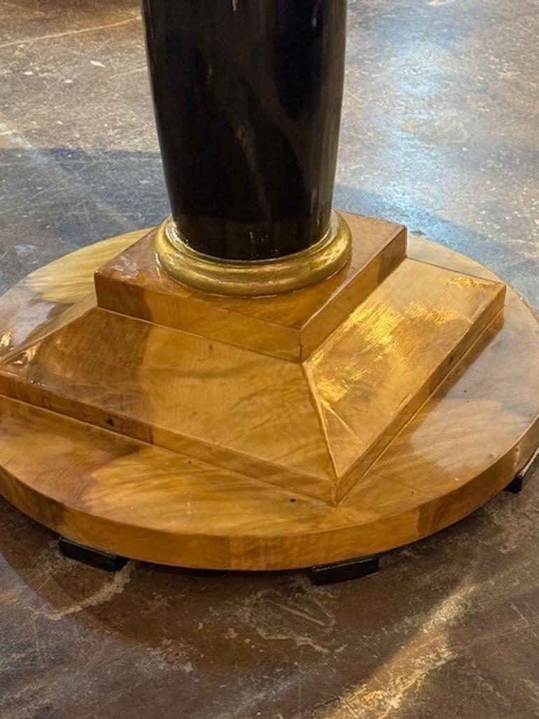 Contemporary Biedermeier Design Bookmatched Walnut Center Table For Sale