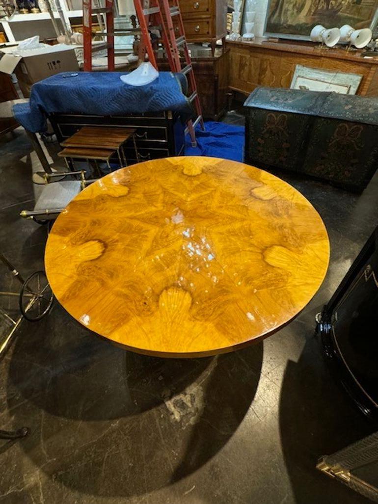 Biedermeier Design Bookmatched Walnut Center Table For Sale 1