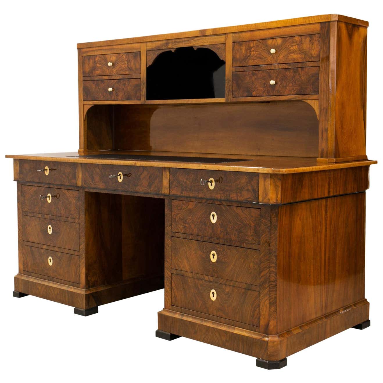 Biedermeier Desk in Walnut Veneer, Germany, 19th Century For Sale at ...