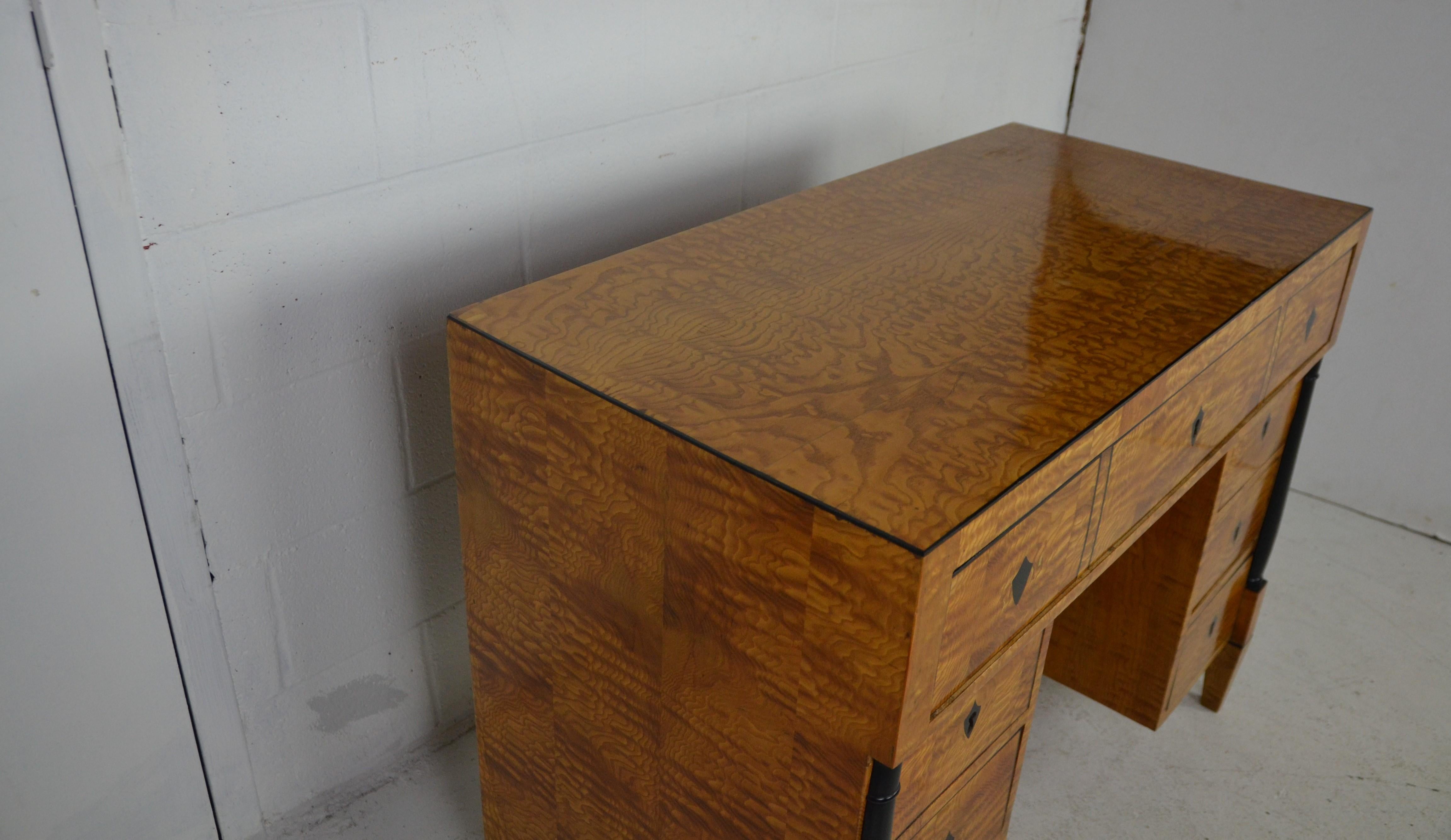 Wood Biedermeier Desk with Ebonized Inlays