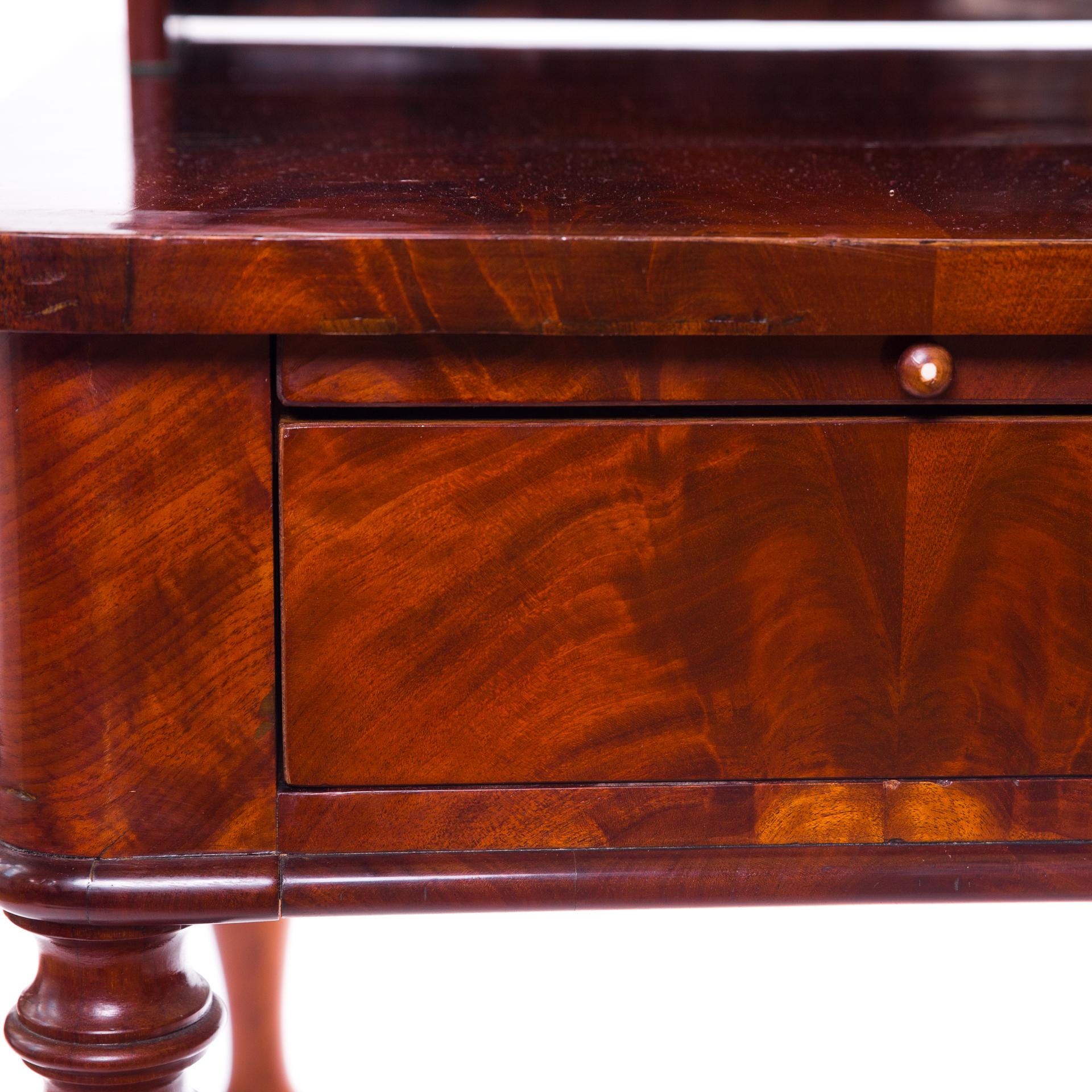 Biedermeier Desk with Extension, Polished Mahogany, Dark, Wooden, circa 1840 For Sale 7