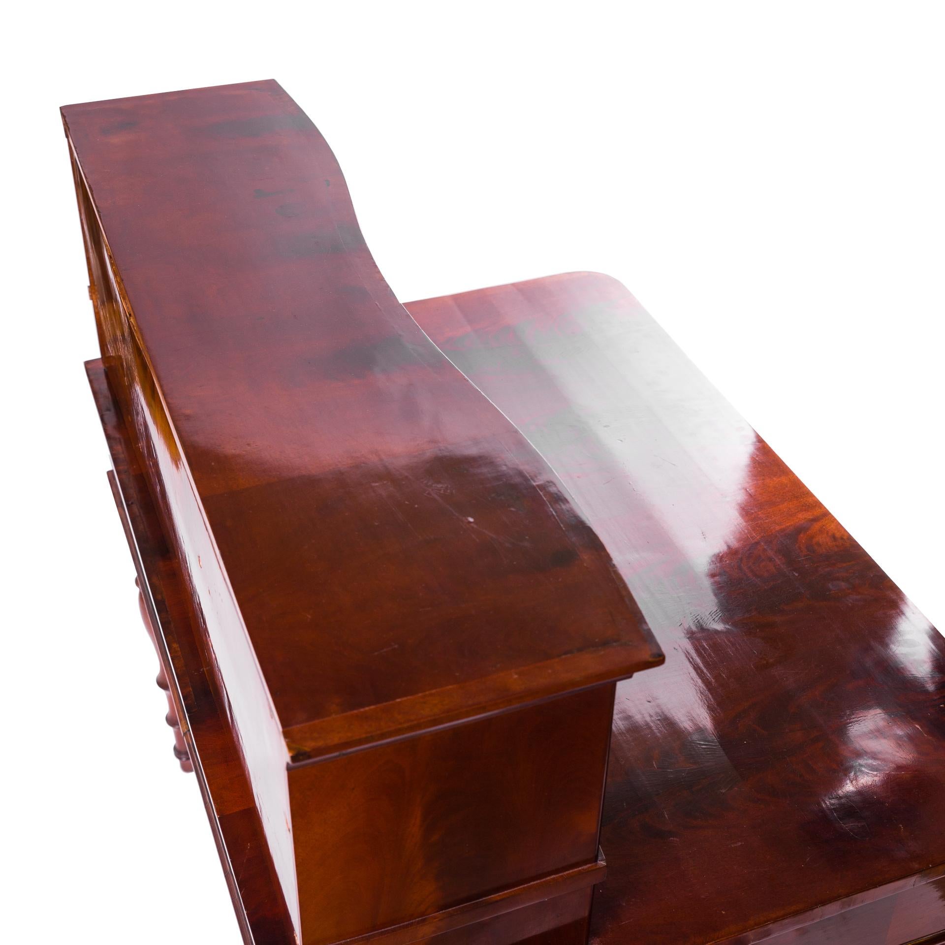 Biedermeier Desk with Extension, Polished Mahogany, Dark, Wooden, circa 1840 For Sale 1