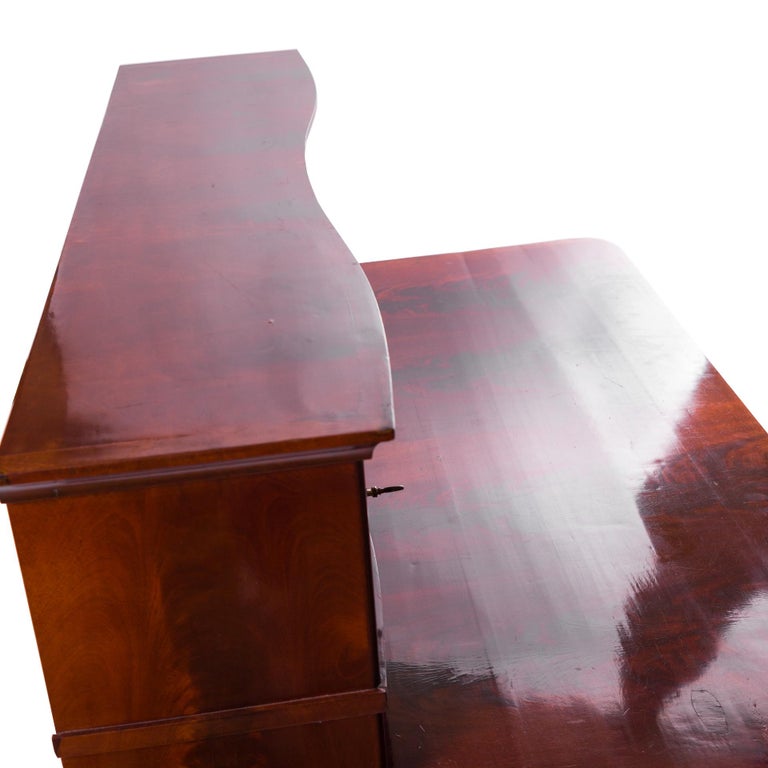 Biedermeier Desk with Extension, Polished Mahogany, Dark, Wooden, circa