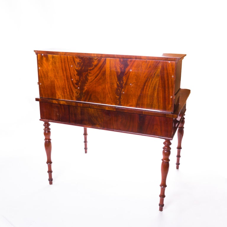 Biedermeier Desk with Extension, Polished Mahogany, Dark, Wooden, circa