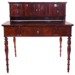 Used Biedermeier Desk with Extension, Polished Mahogany, Dark, Wooden, circa 1840