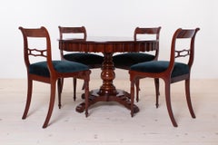 Biedermeier-Esszimmer-Set, runder Tisch, 4 Stühle, vollständig restauriert, 19. Jahrhundert