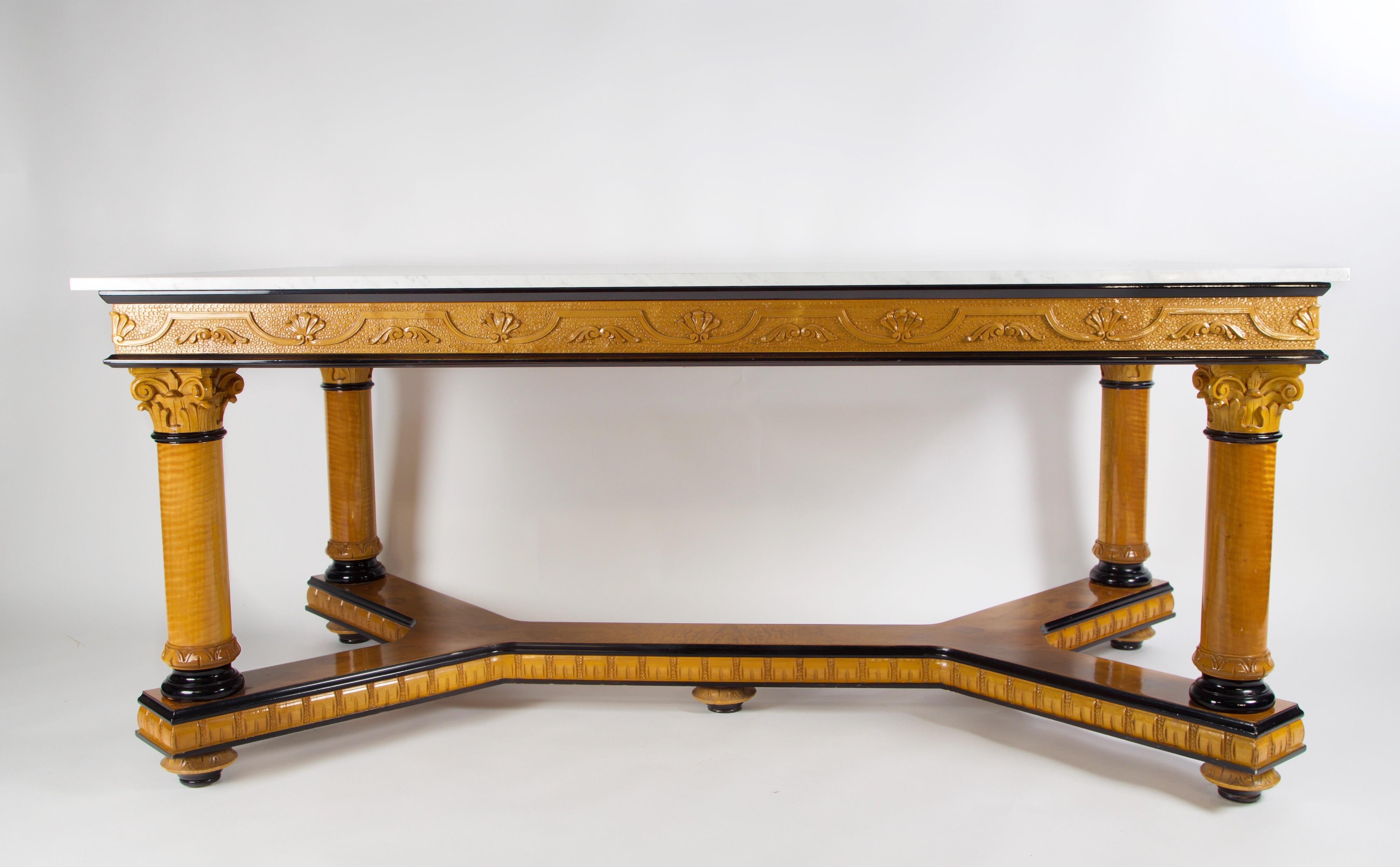 Austrian Biedermeier Style Dining Table with Marble For Sale