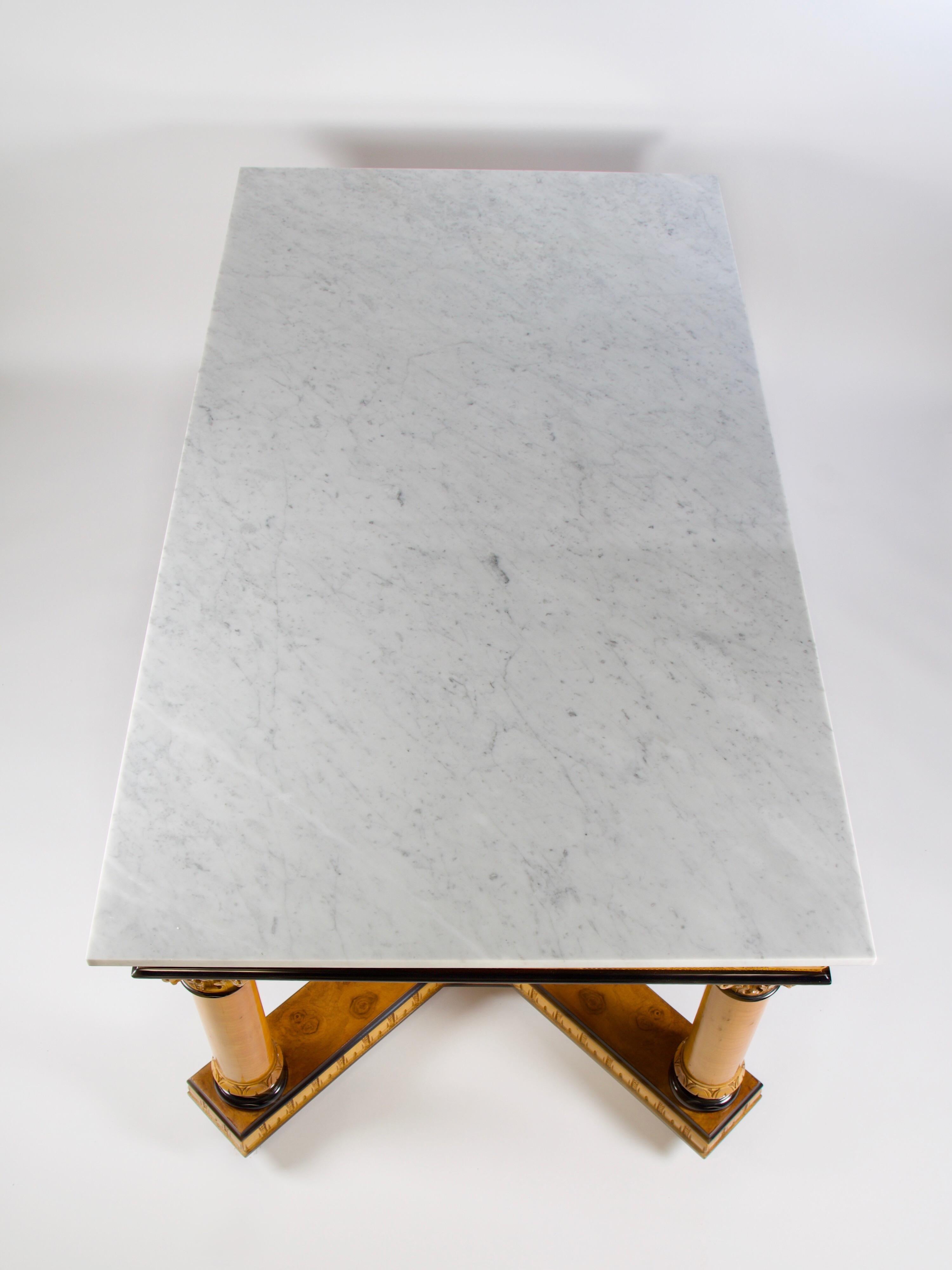 20th Century Biedermeier Style Dining Table with Marble For Sale