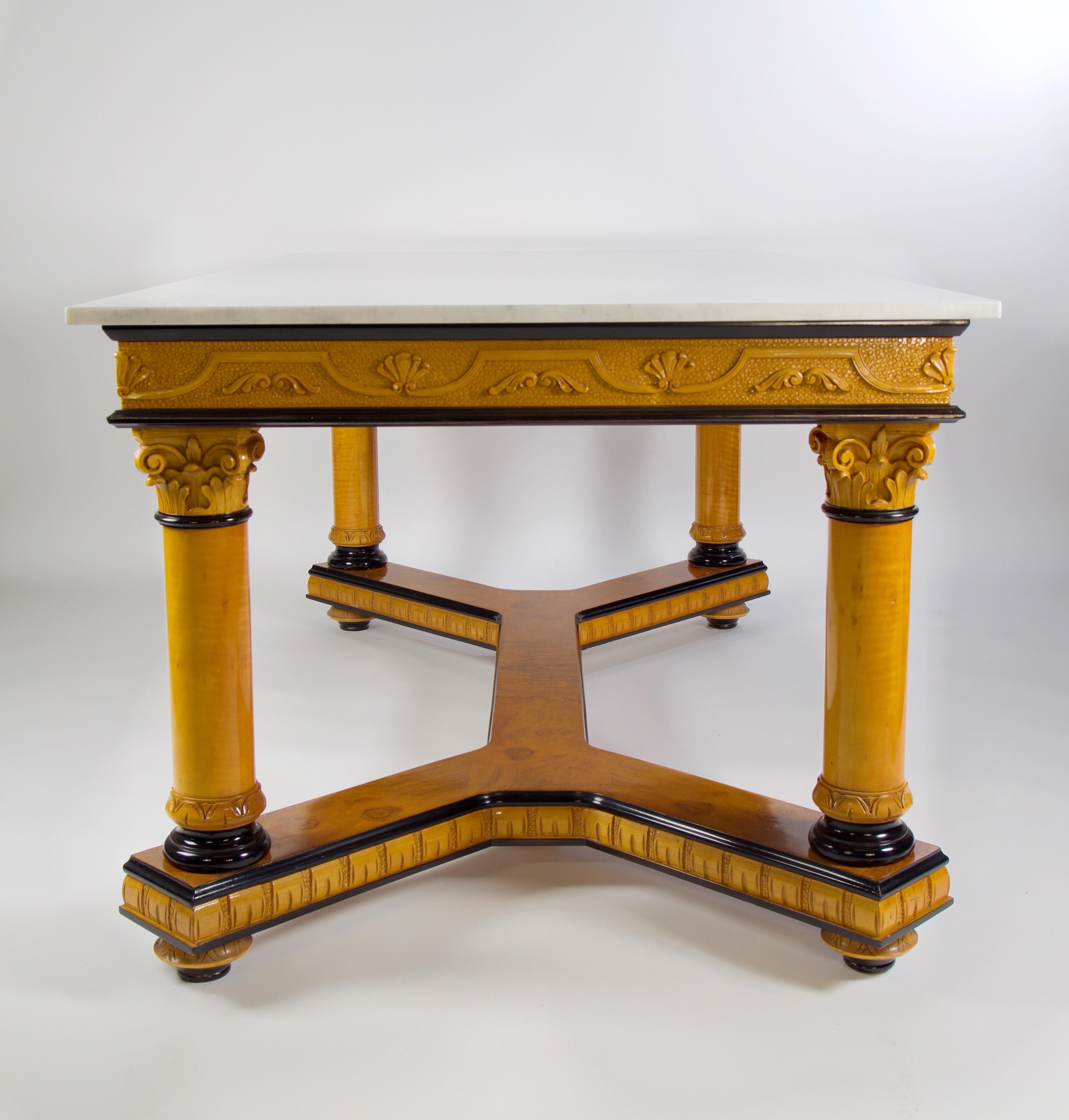 Biedermeier Style Dining Table with Marble For Sale 1