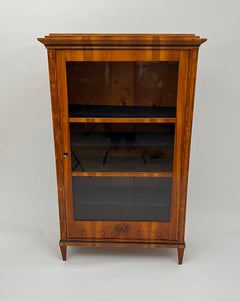 Biedermeier Display Cabinet, Cherry Veneer, Ash Burl, Austria circa 1820