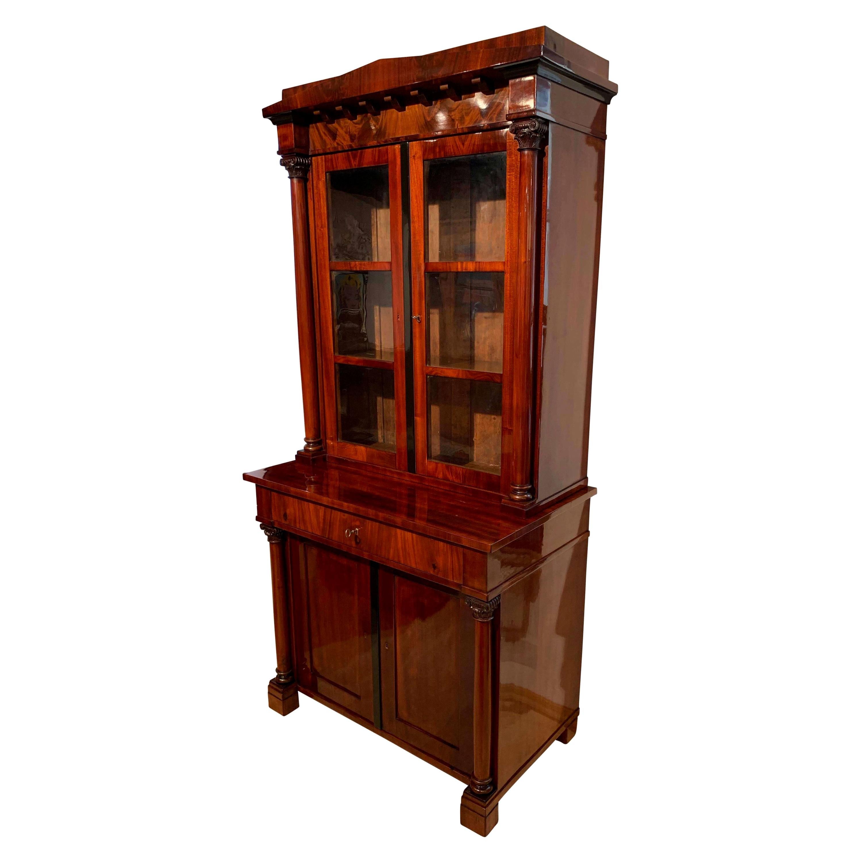 Biedermeier Top Display Case, Mahogany, French Polish, Germany, 19th C. For  Sale at 1stDibs