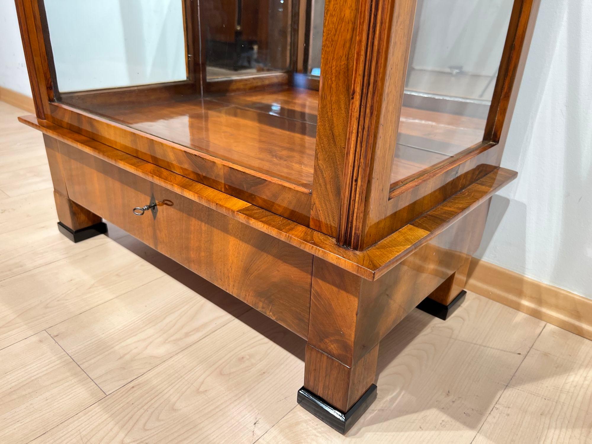 Biedermeier Display Case, Walnut, 3 Sides Glass, South Germany circa 1830 8