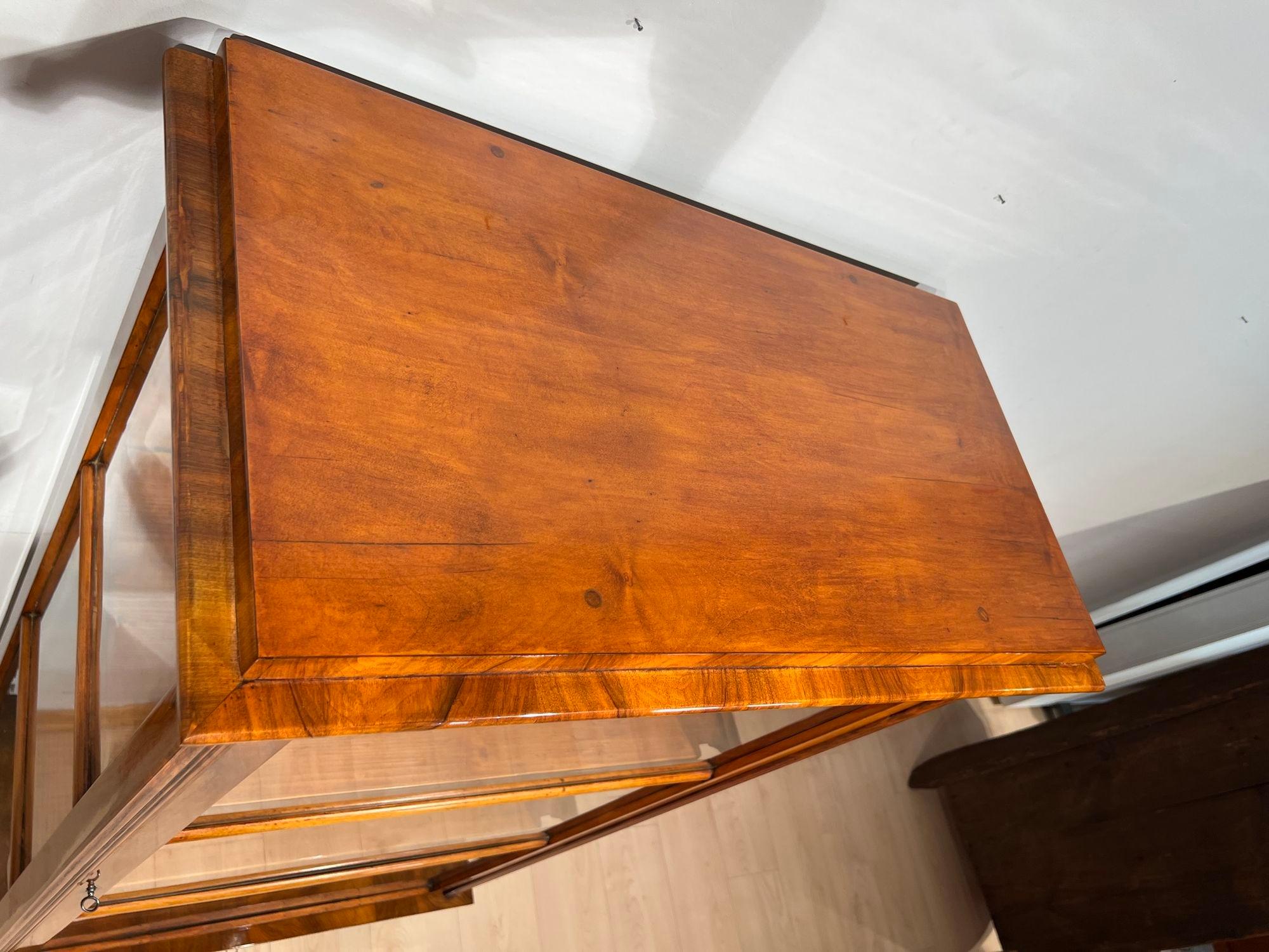 Biedermeier Display Case, Walnut, 3 Sides Glass, South Germany circa 1830 9