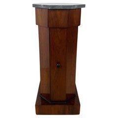 Biedermeier Drum Cabinet, Walnut Veneer, Marble, France circa 1830
