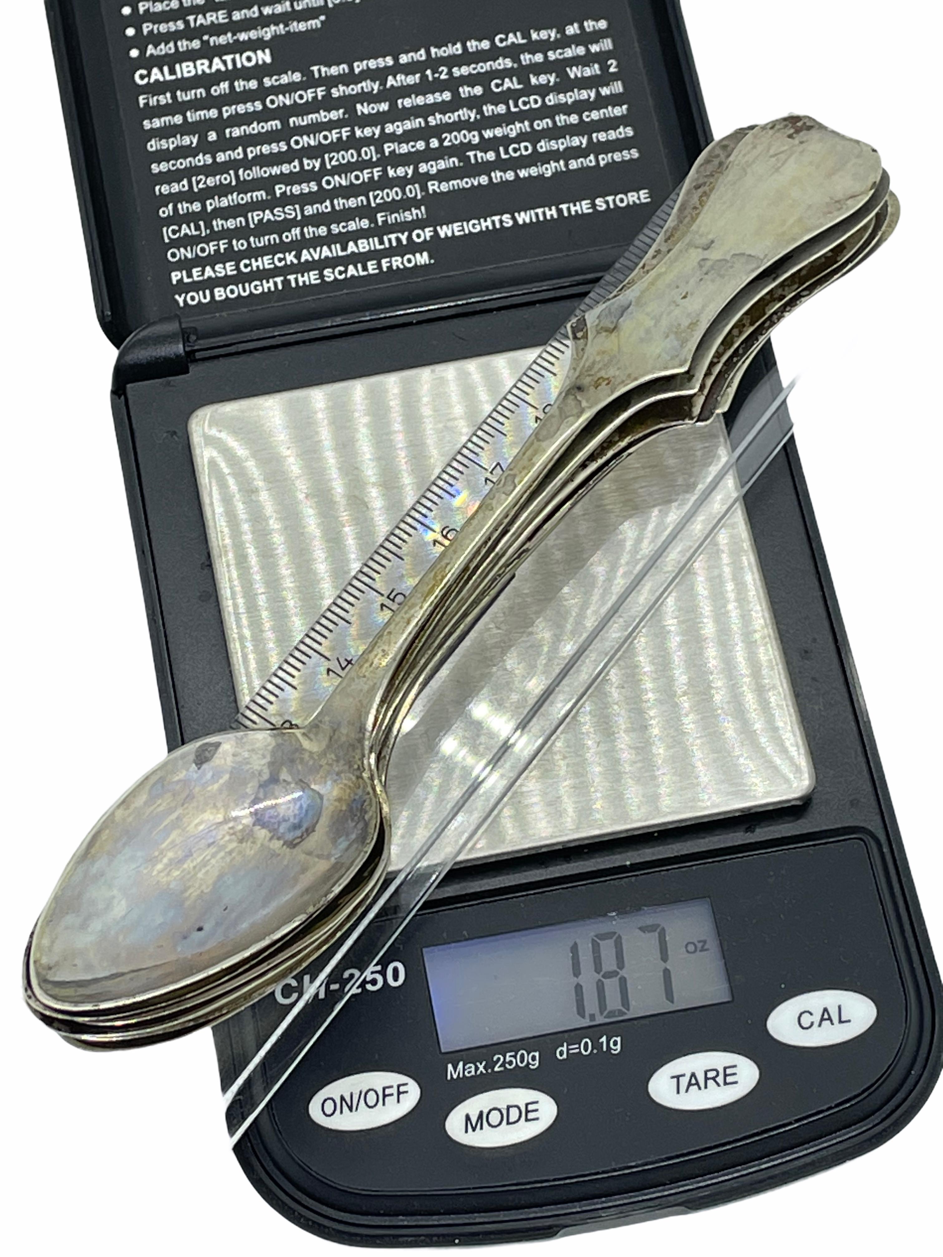 XIXe siècle Biedermeier Early 19th Century Nuremberg 13 Lot de 6 cuillères en argent dans un coffret en vente