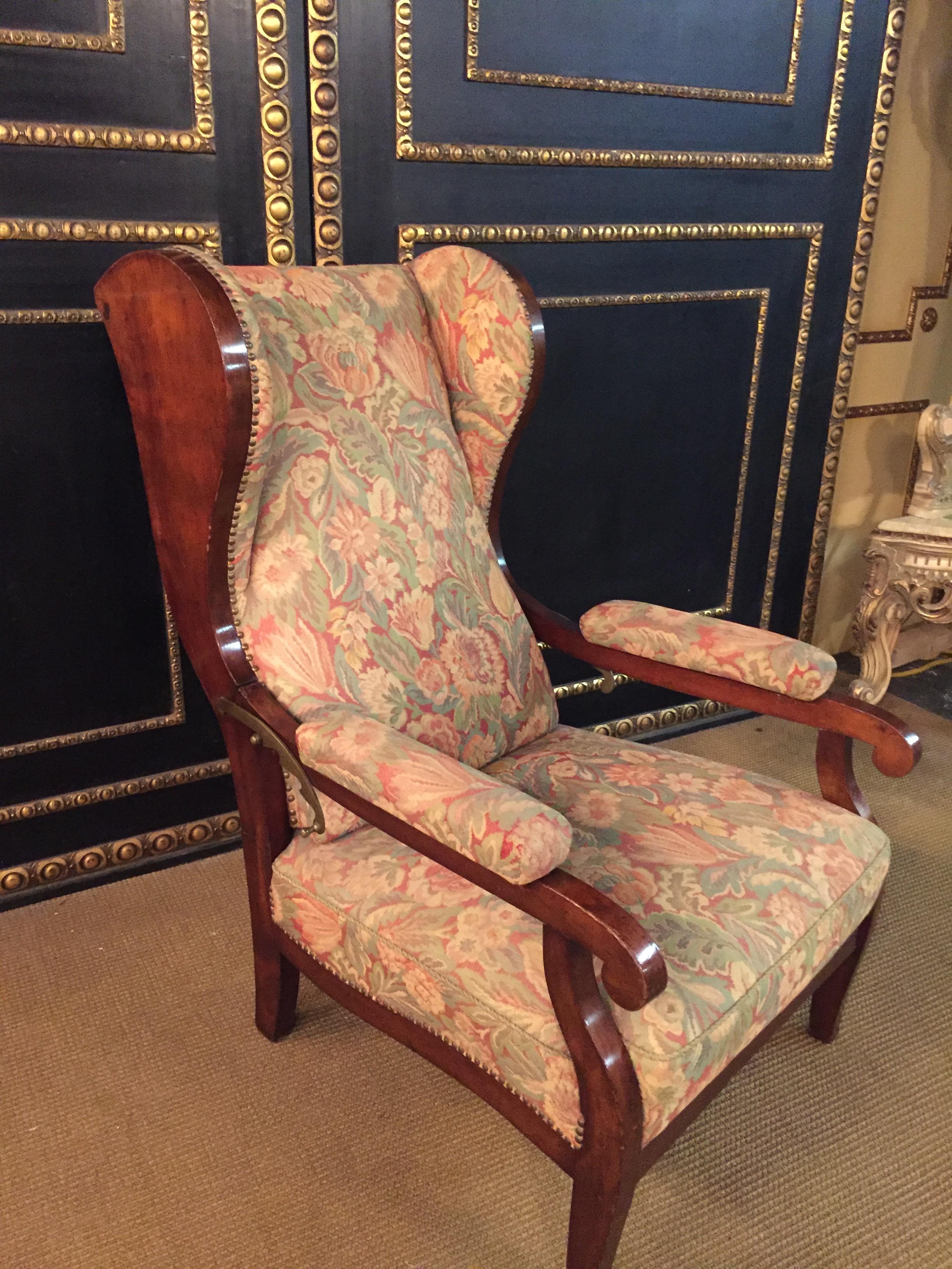 Veneer Biedermeier Ears Armchair to Recliner Armchair from 1820