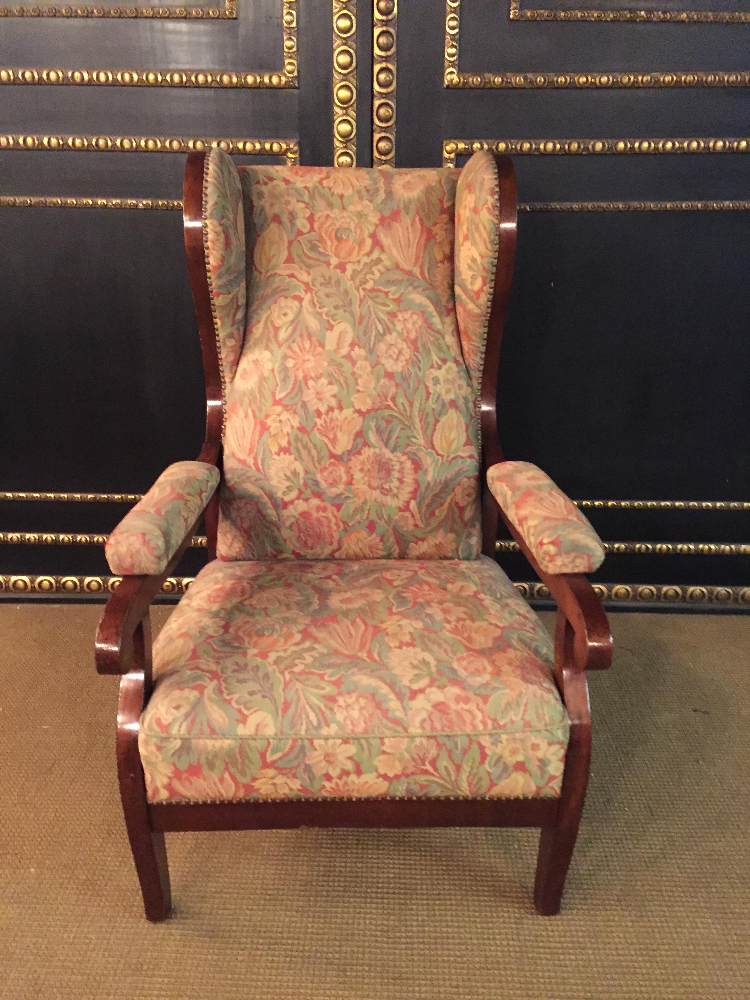 Mahogany Biedermeier Ears Armchair to Recliner Armchair from 1820