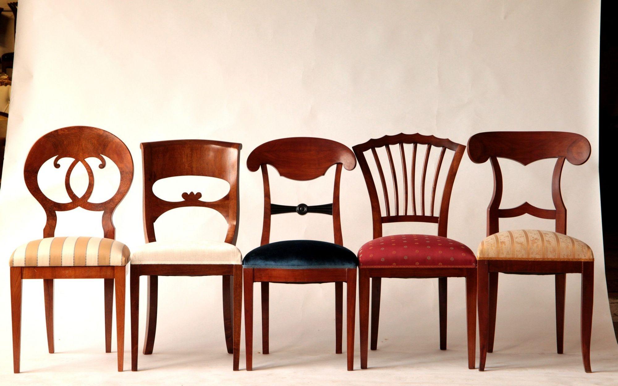 19th Century Biedermeier Eclectic Set, Unique, 10 Dining Chairs Each in Different Design