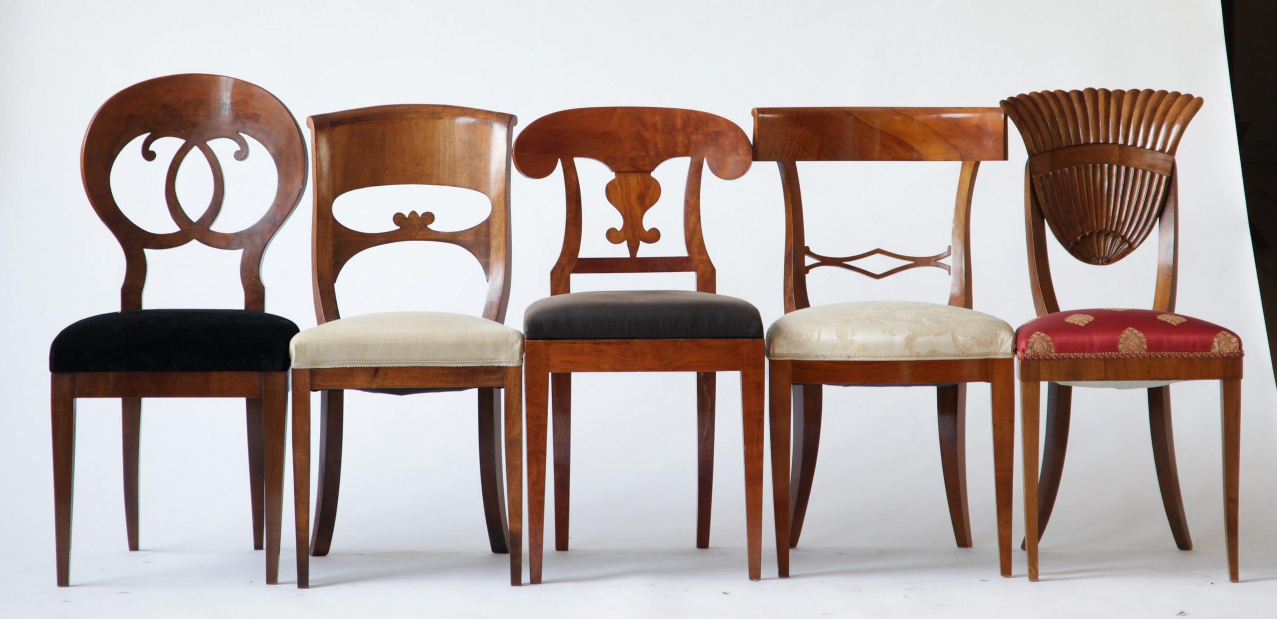 Biedermeier Eclectic Set Unique Set of 10 Dining Chairs Each in Different Design 5