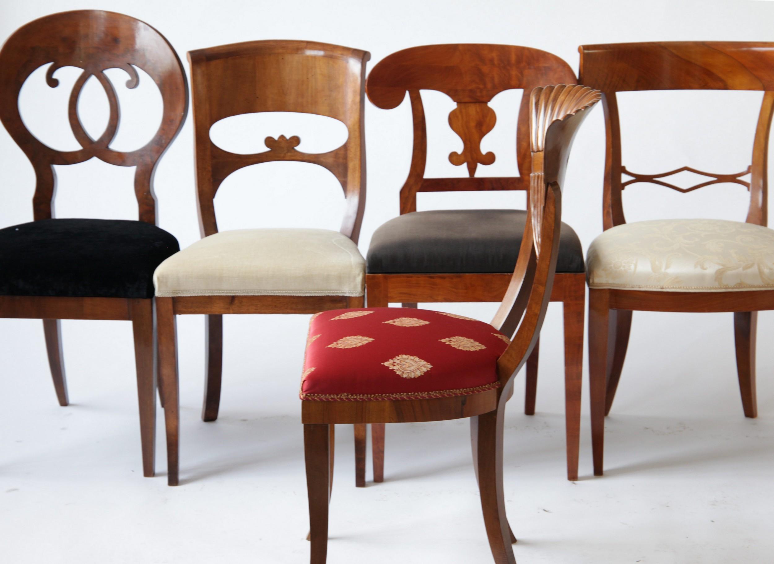 Biedermeier Eclectic Set Unique Set of 10 Dining Chairs Each in Different Design 9