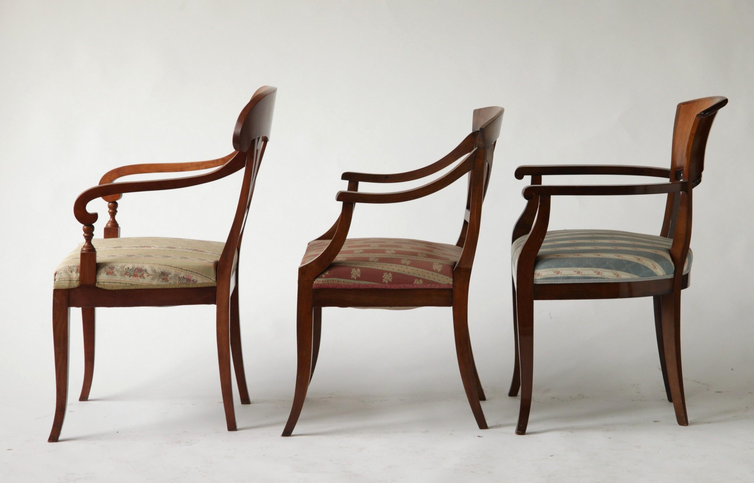 Biedermeier Eclectic Set, Unique Set of 6 Armchairs Each in Different Design 3