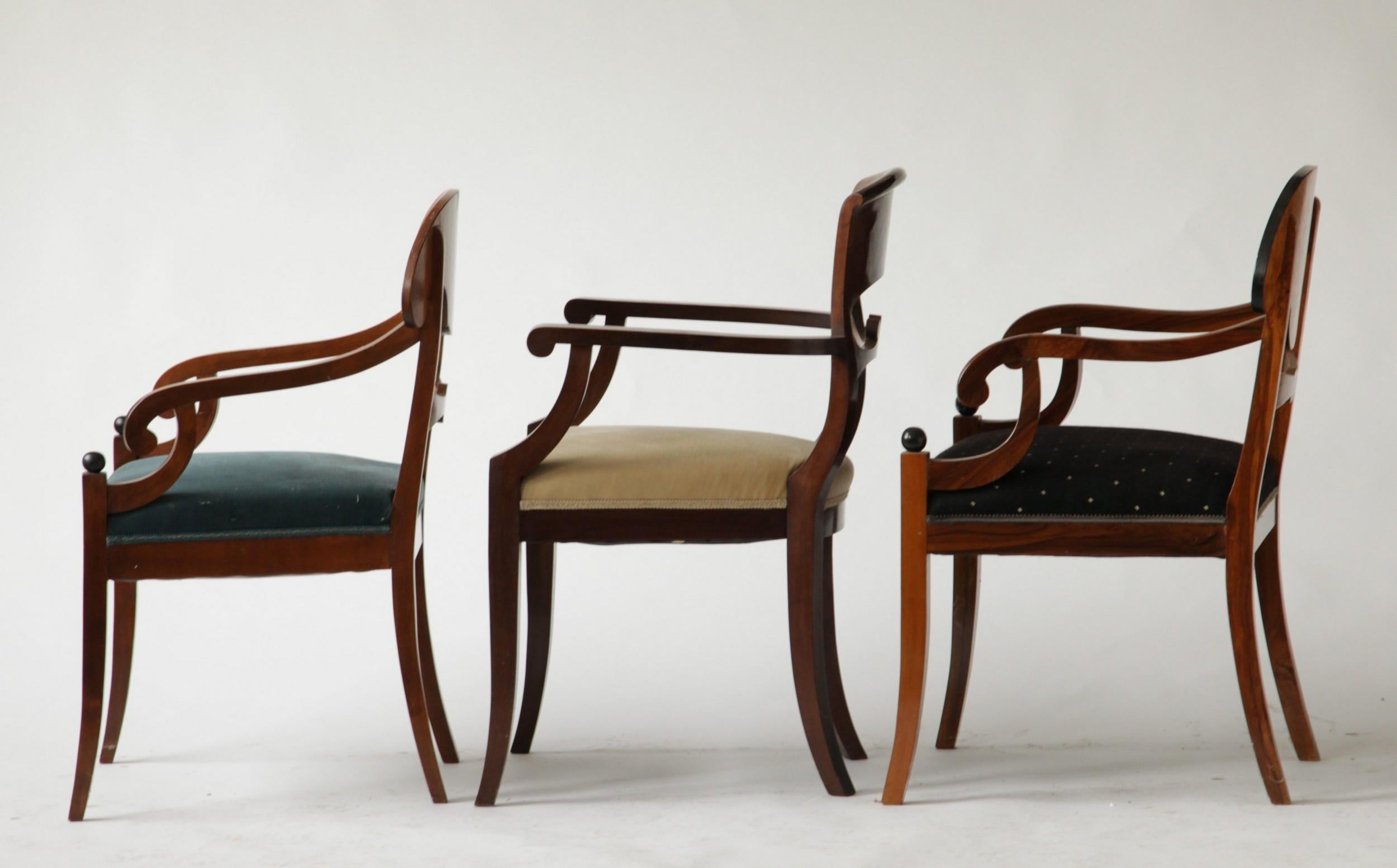 Biedermeier Eclectic Set, Unique Set of 6 Armchairs Each in Different Design 4