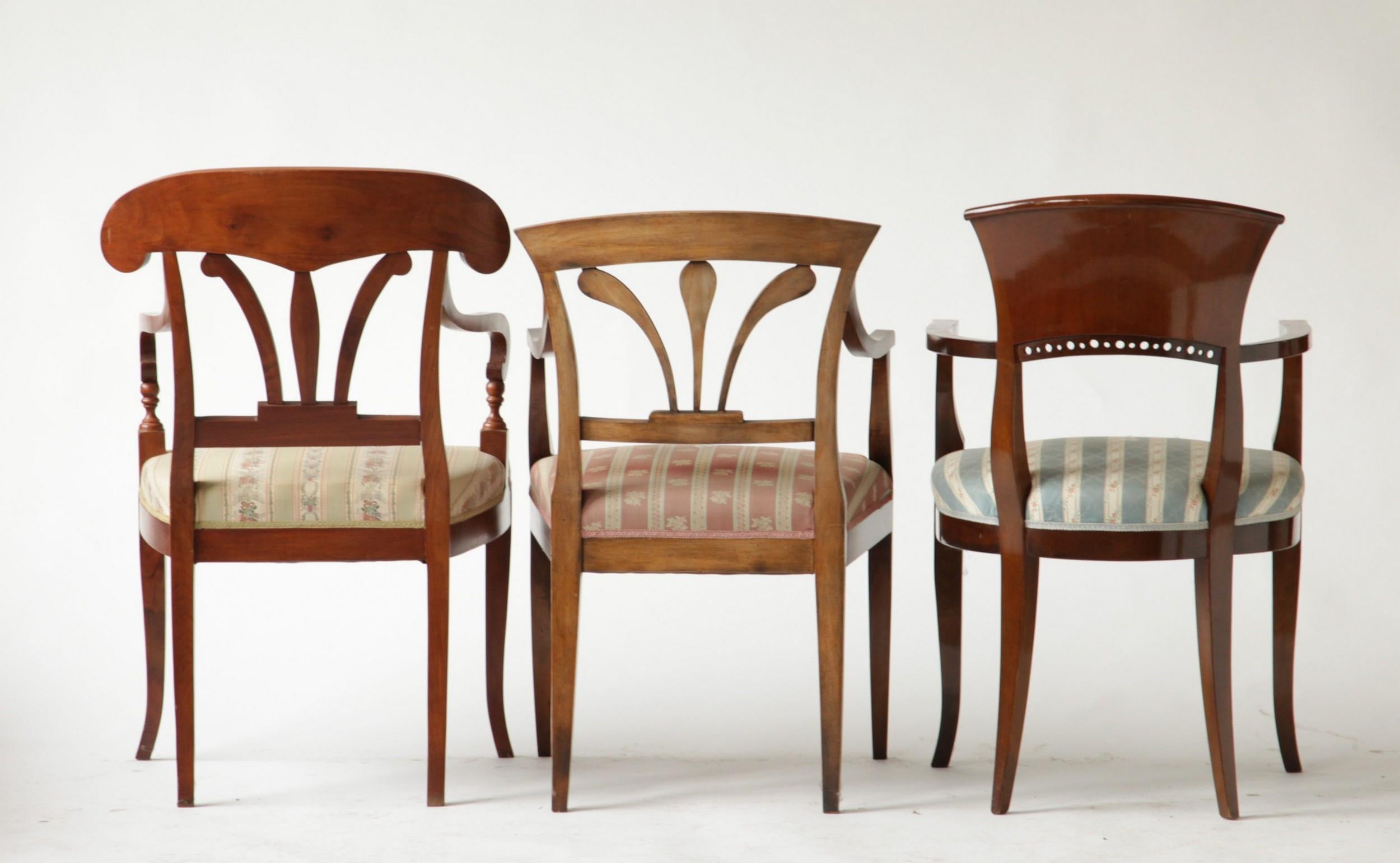 Biedermeier Eclectic Set, Unique Set of 6 Armchairs Each in Different Design 7